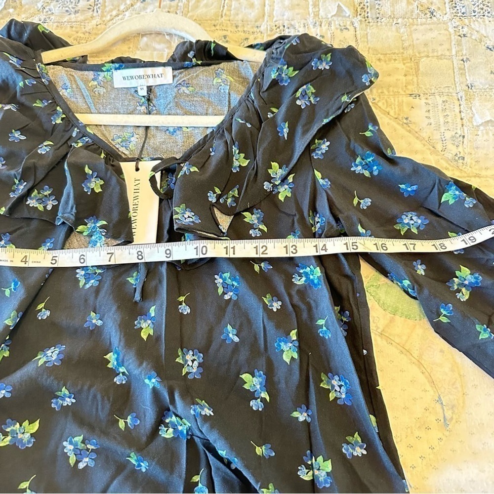 NWT peasant floral ruffle long sleeve blouse by WeWoreWhat women’s XS - Picture 4 of 11